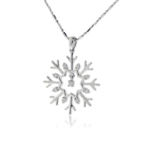 Floating Gold Diamond Snowflake Pendant - Park City Jewelers