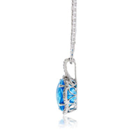 Flower Cut Blue Topaz & Diamond Pendant - Park City Jewelers