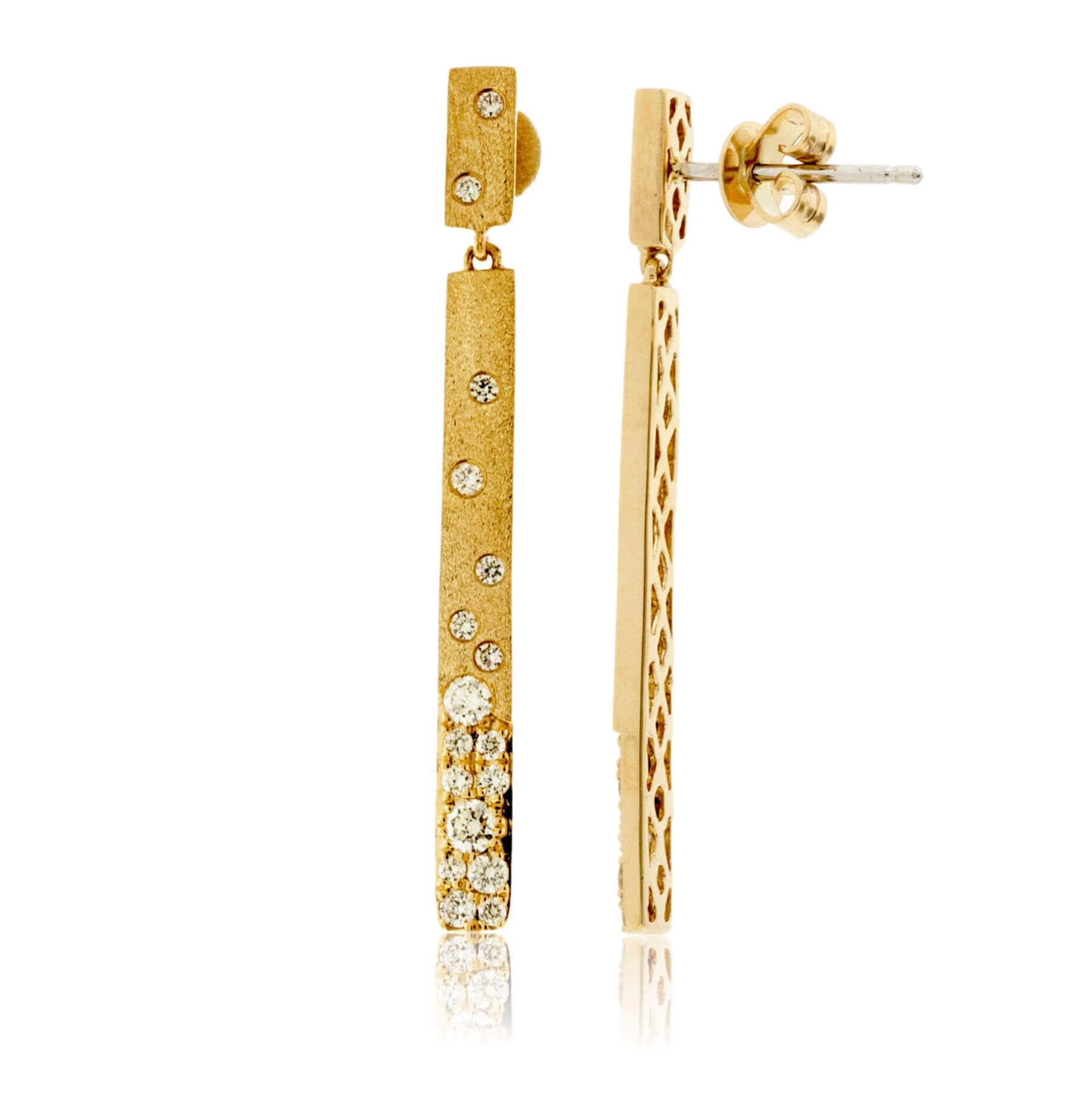Flush Set Diamond Station Bar Earrings - Park City Jewelers