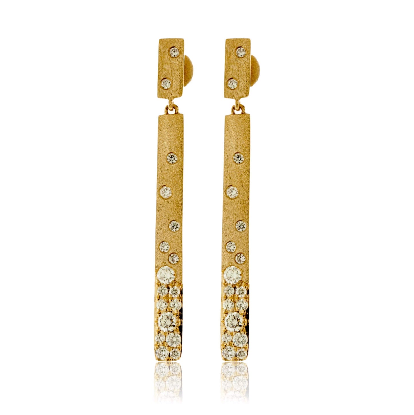 Flush Set Diamond Station Bar Earrings - Park City Jewelers