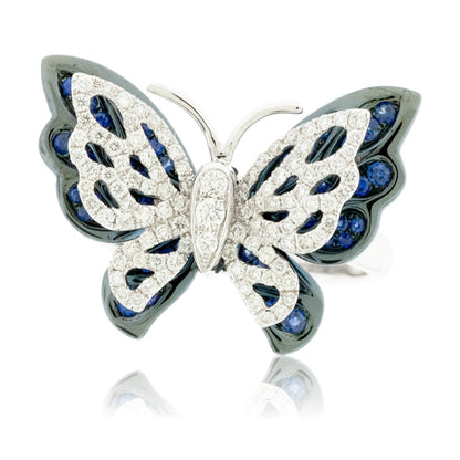 Fluttering Winged Butterfly Sapphire & Diamond Ring - Park City Jewelers