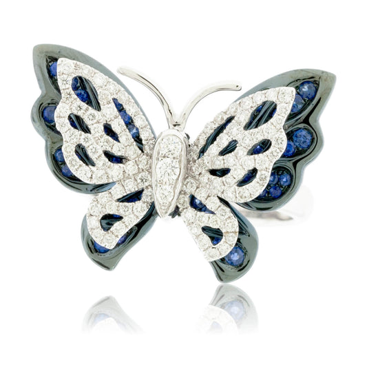 Fluttering Winged Butterfly Sapphire & Diamond Ring - Park City Jewelers