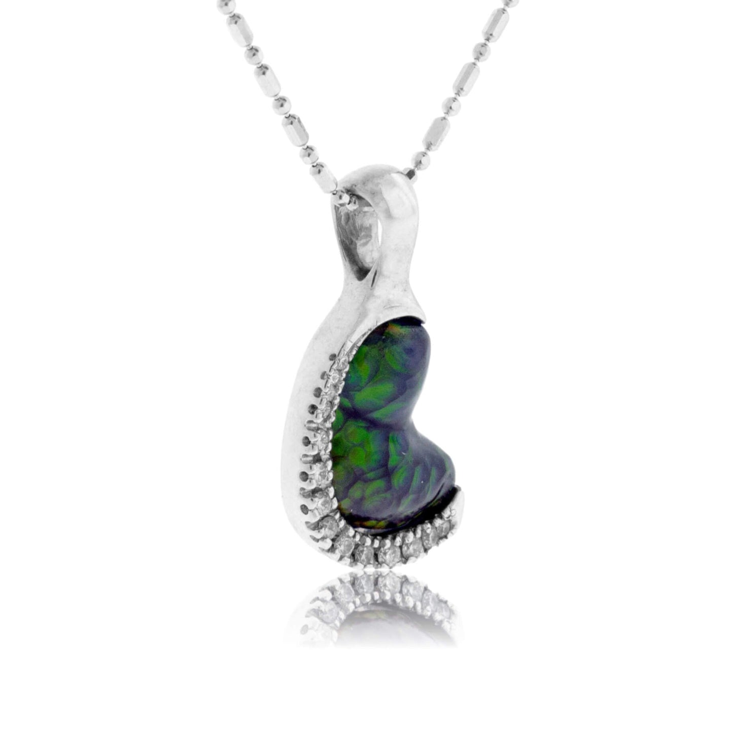 Free Form Fire Agate & Diamond Pendant - Park City Jewelers