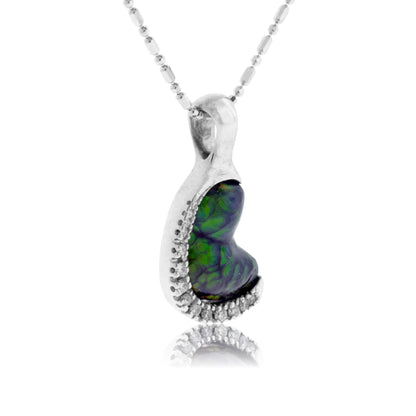 Free Form Fire Agate & Diamond Pendant - Park City Jewelers