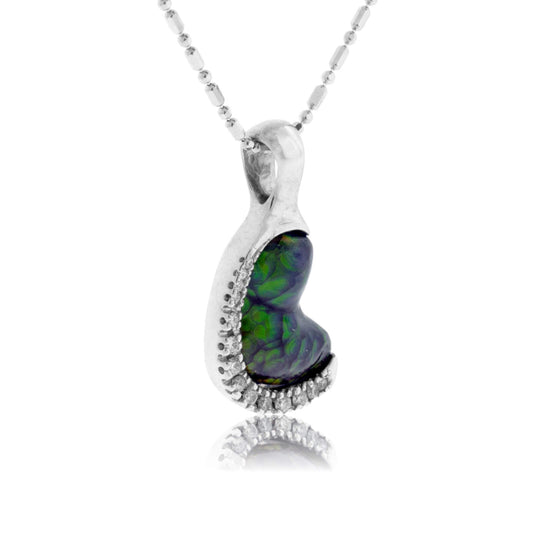 Free Form Fire Agate & Diamond Pendant - Park City Jewelers