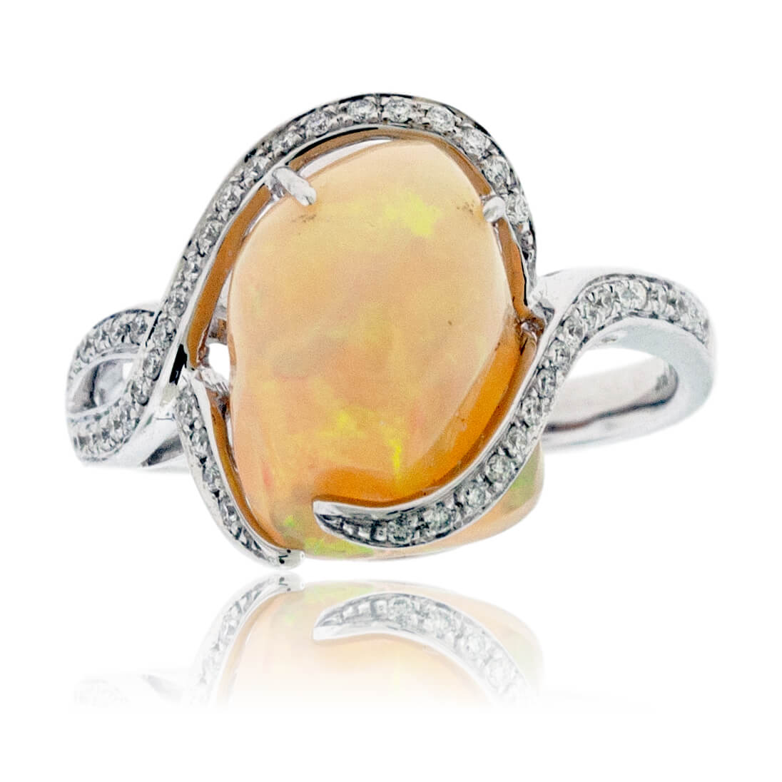 Free Form Opal Opal Ring with Diamond Accents - Park City Jewelers