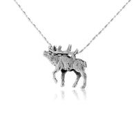 Full Body Elk Bugling Sterling Silver Pendant - Park City Jewelers