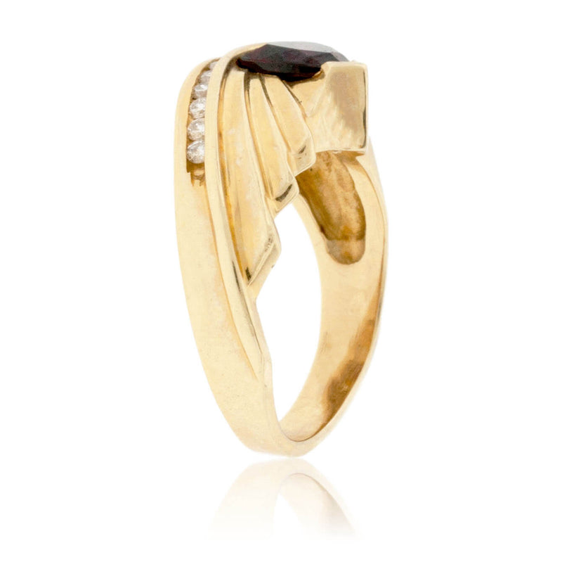 Garnet and Diamond Classic Style Ring - Park City Jewelers