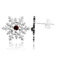Garnet Center Snowflake Post Earrings - Park City Jewelers