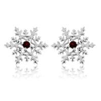 Garnet Center Snowflake Post Earrings - Park City Jewelers