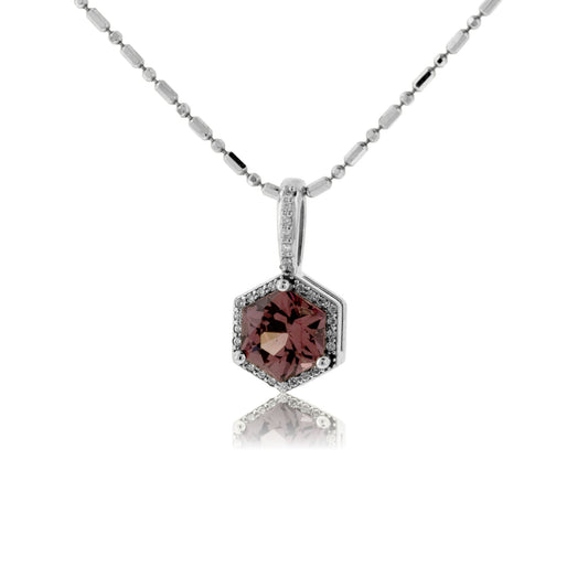Garnet & Diamond Hexagon Halo Pendant - Park City Jewelers