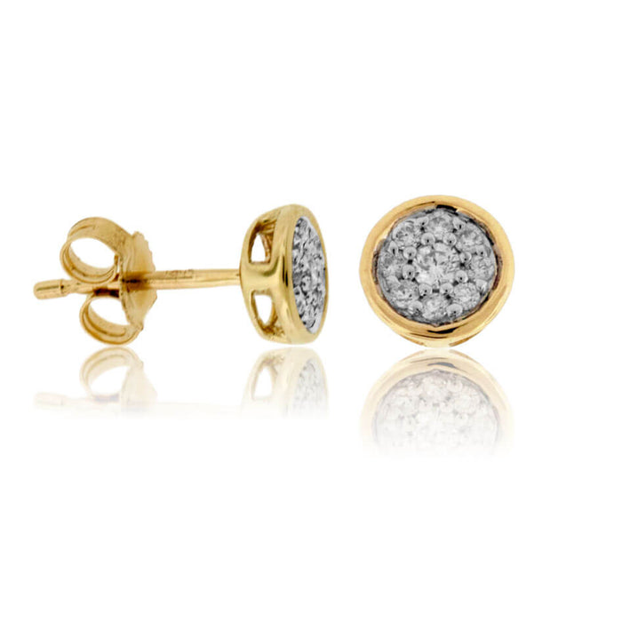Gold Bezel Set Diamond Post Cluster Stud Earrings - Park City Jewelers