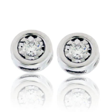 Gold Bezel Set Diamond Post Illusion Stud Earrings - Park City Jewelers