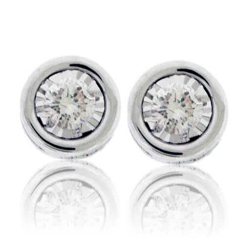 Gold Bezel Set Diamond Post Stud Earrings - Park City Jewelers