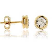 Gold Bezel Set Diamond Post Stud Earrings - Park City Jewelers