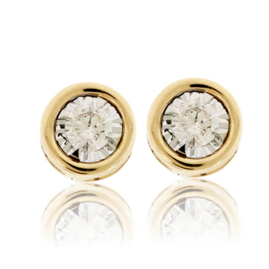 Gold Bezel Set Diamond Post Stud Earrings - Park City Jewelers