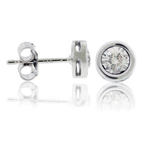 Gold Bezel Set Diamond Post Stud Earrings - Park City Jewelers