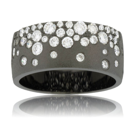 Gold Black Satin Finish Flush Set Diamond Ring - Park City Jewelers