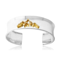 Gold Cuff Bracelet with Diamond Mountain Silhouette - Park City Jewelers