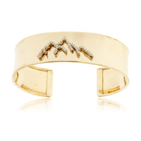 Gold Cuff Bracelet with Diamond Mountain Silhouette - Park City Jewelers