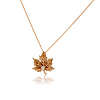 Gold & Diamond Maple Leaf Pendant - Park City Jewelers