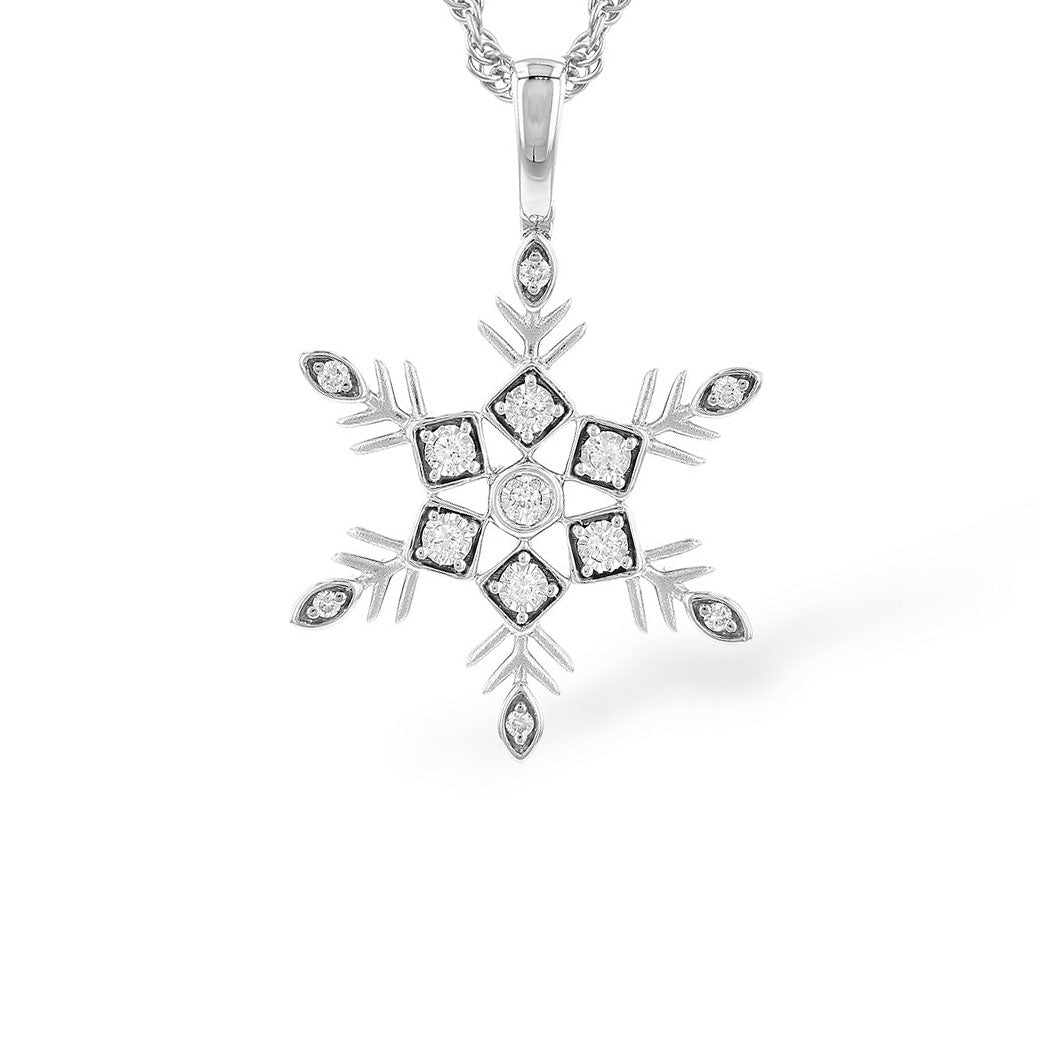 Gold Diamond Snowflake Pendant with Chain - Park City Jewelers
