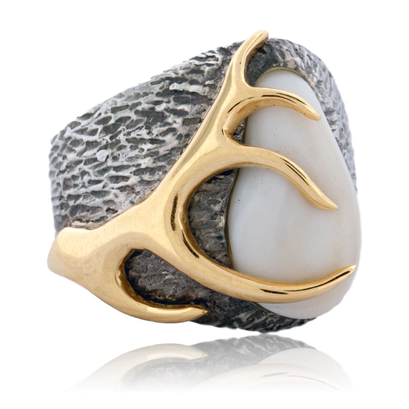 Gold Elk Ivory Trophy Antler Ring - Park City Jewelers