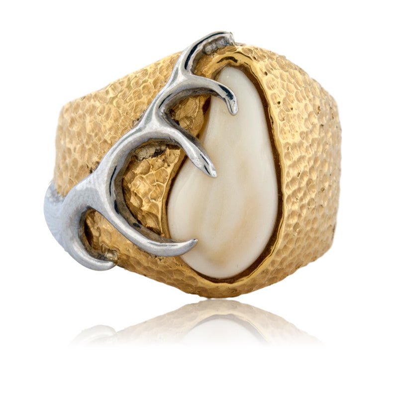 Gold Elk Ivory Trophy Antler Ring - Park City Jewelers