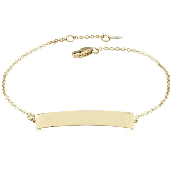 Gold Fine Curved Bar Engravable Bracelet - Park City Jewelers