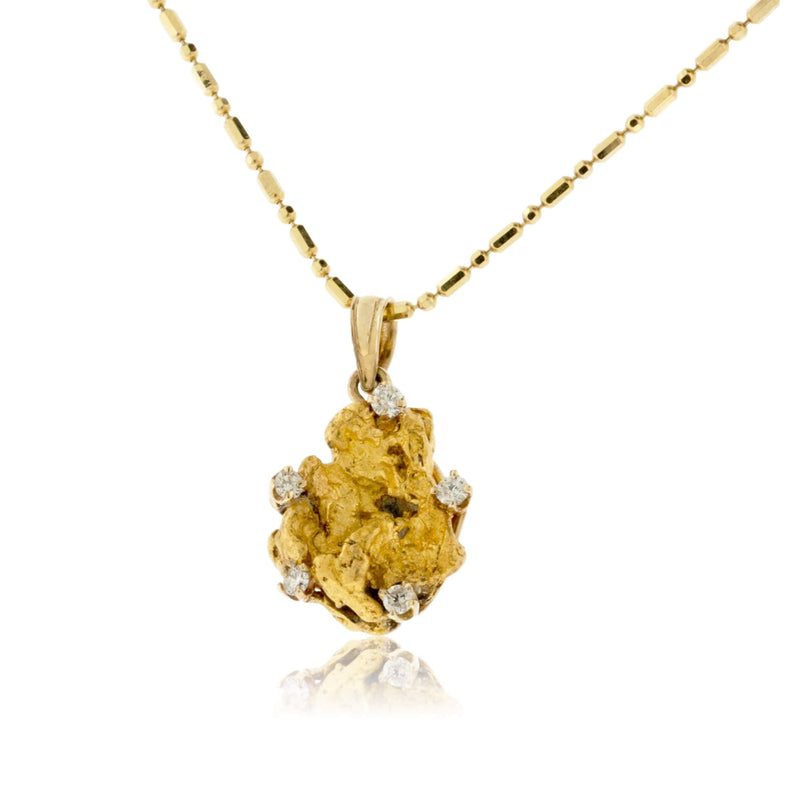 Gold Nugget and Diamond Pendant - Park City Jewelers