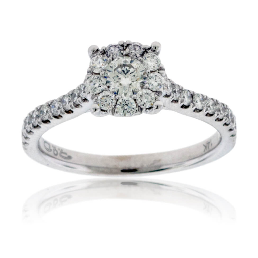 Gold Round Diamond Cluster Engagement Ring - Park City Jewelers