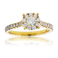 Gold Round Diamond Cluster Engagement Ring - Park City Jewelers