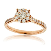 Gold Round Diamond Cluster Engagement Ring - Park City Jewelers