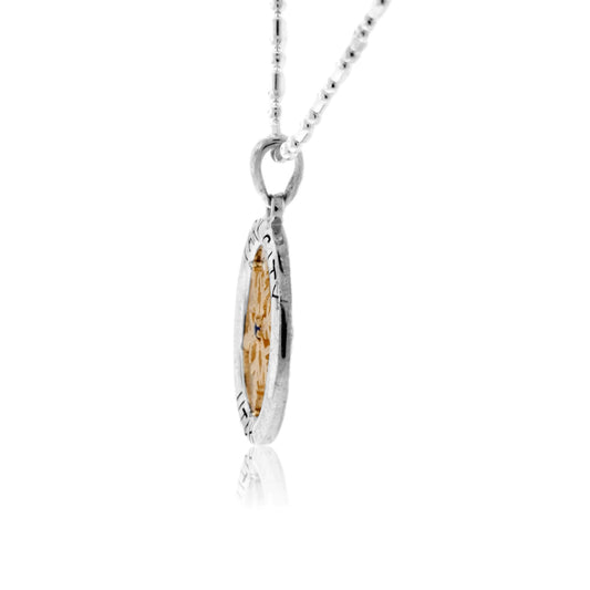 Gold Sapphire Center Snowflake in Sterling Silver Circle - Park City Jewelers