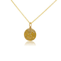 Gold Satin Finish Flush Set Diamond Disc Necklace - Park City Jewelers
