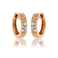 Gold Satin Finish Flush Set Diamond Earrings - Park City Jewelers