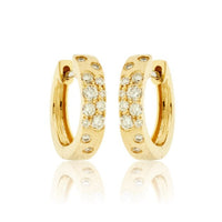 Gold Satin Finish Flush Set Diamond Earrings - Park City Jewelers