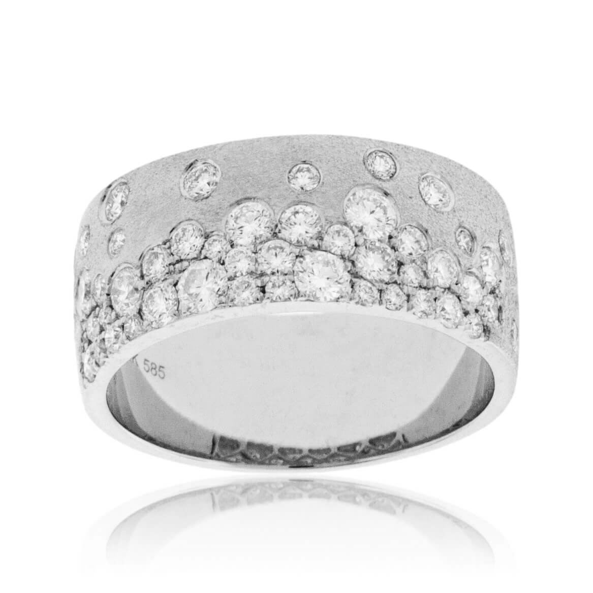 Gold Satin Finish Flush Set Diamond Ring - Park City Jewelers