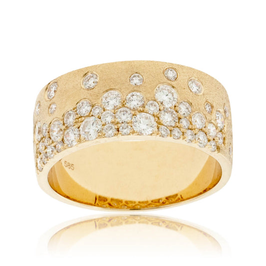 Gold Satin Finish Flush Set Diamond Ring - Park City Jewelers