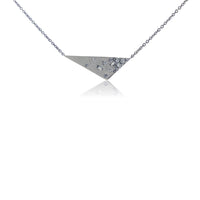 Gold Satin Finish Flush Set Diamond Triangle Necklace - Park City Jewelers