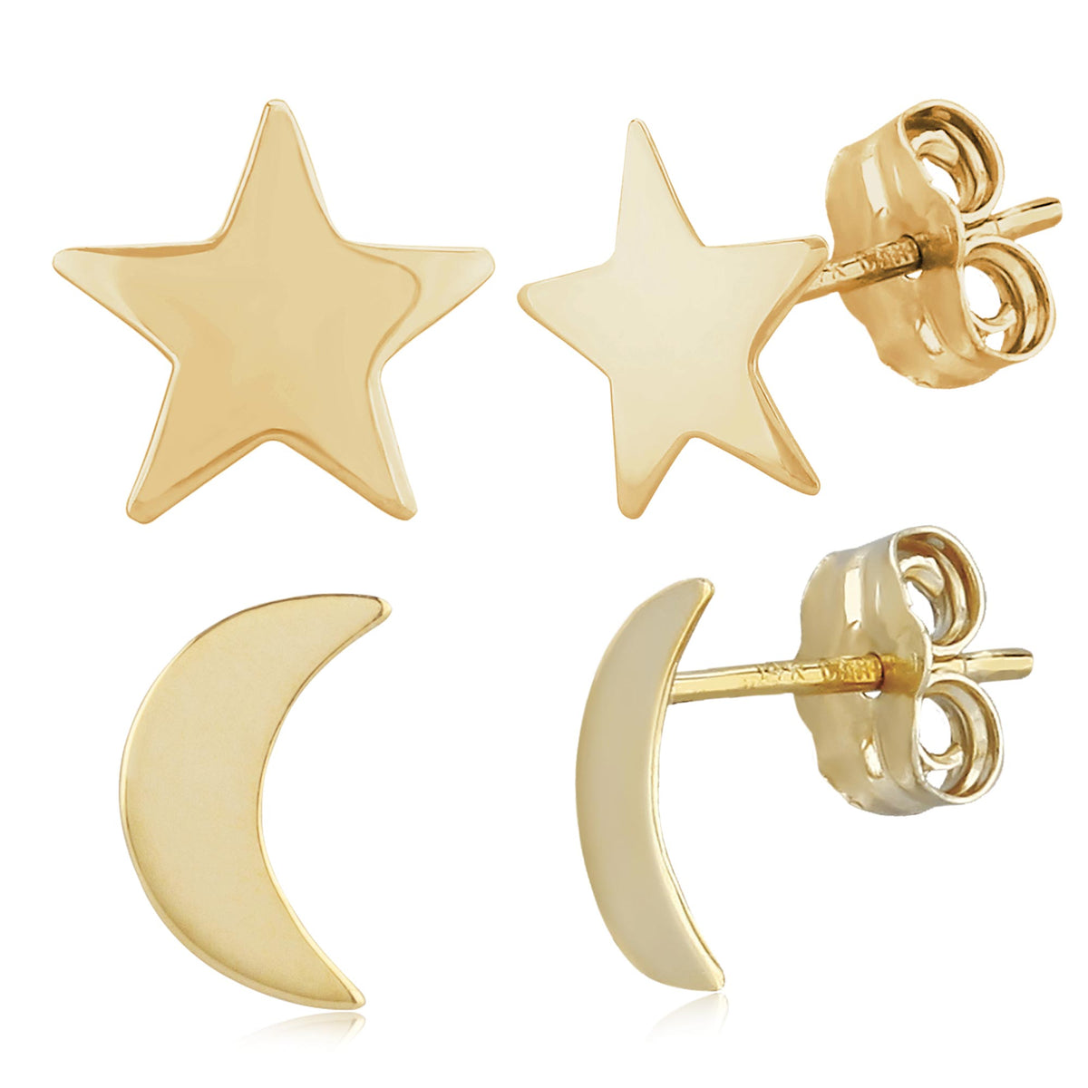 Gold Star & Moon Post Stud Earrings - Park City Jewelers