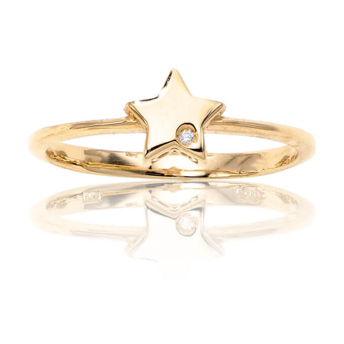 Gold Star Ring with Single Diamond - Park City Jewelers
