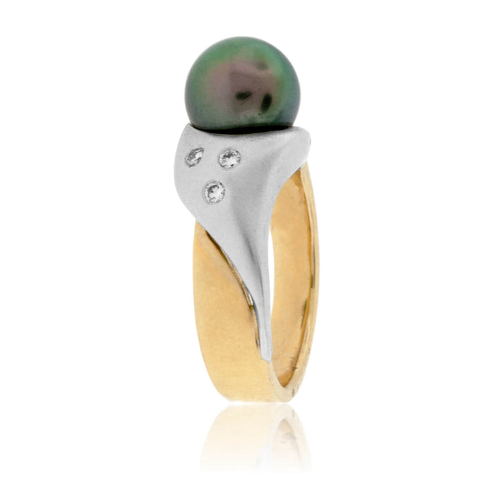 Gold Tahitian Pearl with Diamond Accent Ring - Park City Jewelers