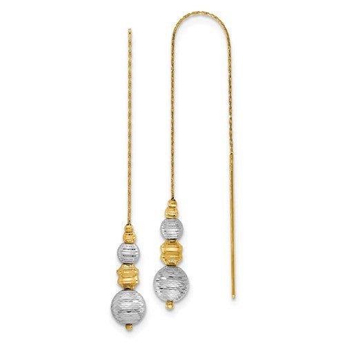 Gold Textured Bead Threader Earrings - Park City Jewelers
