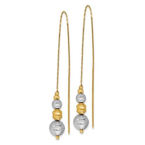 Gold Textured Bead Threader Earrings - Park City Jewelers