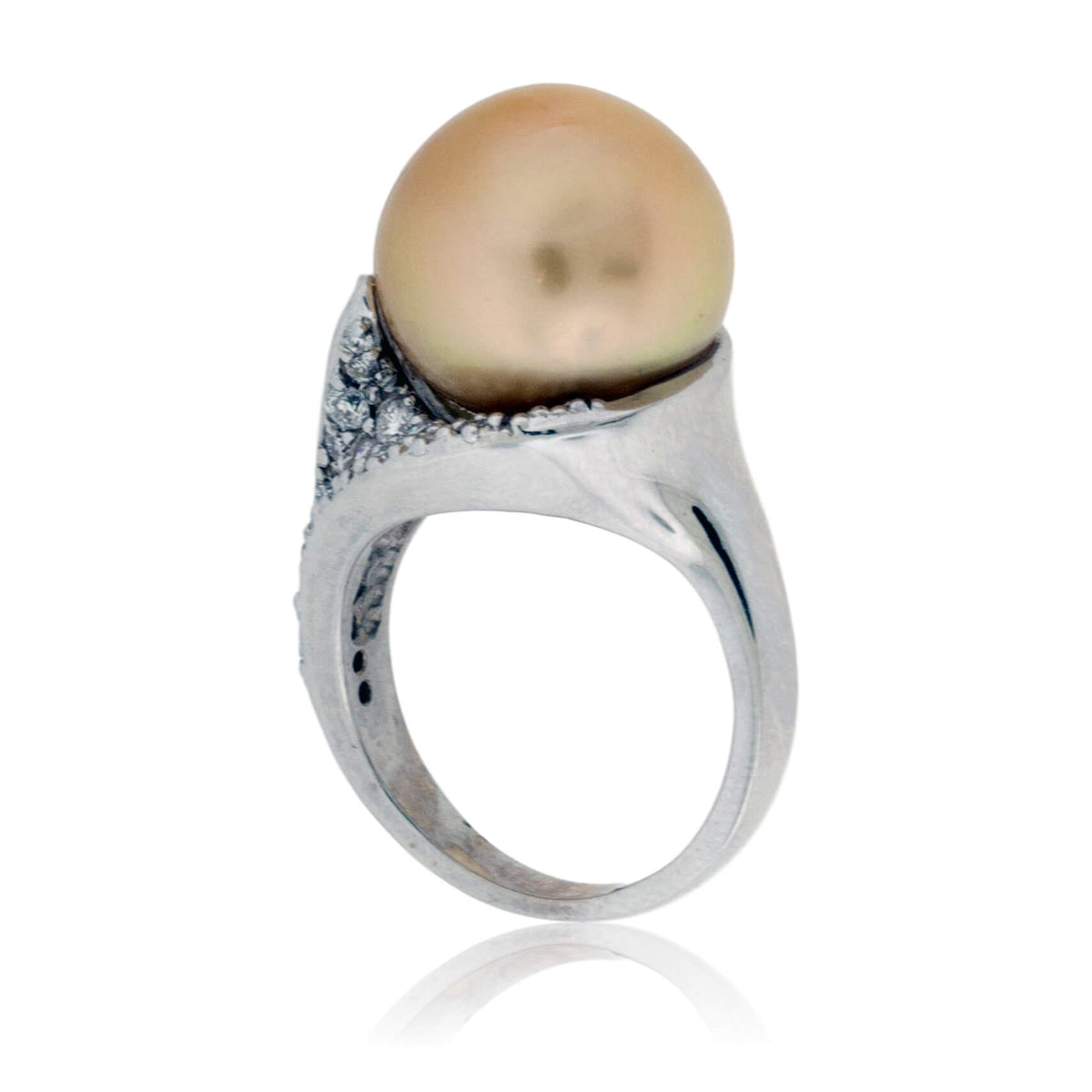 Golden Pearl & Diamond Ring - Park City Jewelers