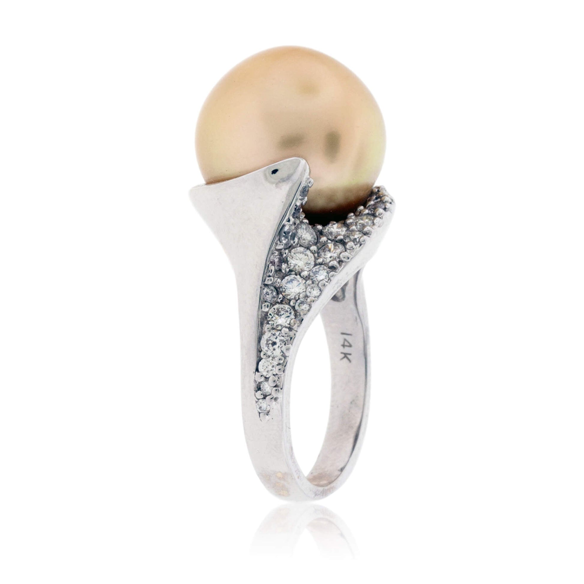 Golden Pearl & Diamond Ring - Park City Jewelers