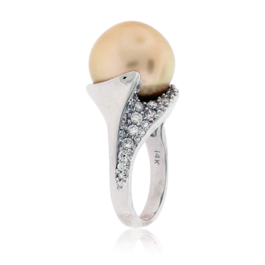 Golden Pearl & Diamond Ring - Park City Jewelers
