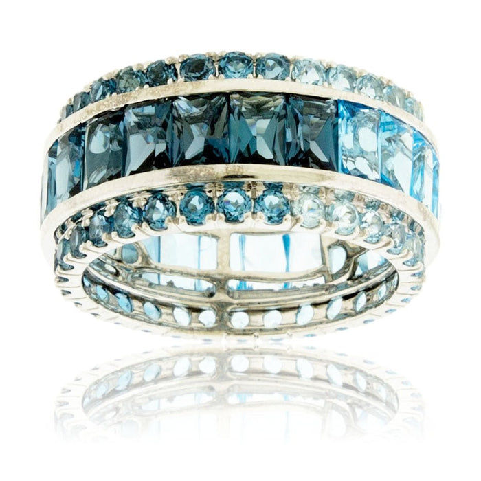 Gradient Blue Topaz Mixed Cut Ring - Park City Jewelers