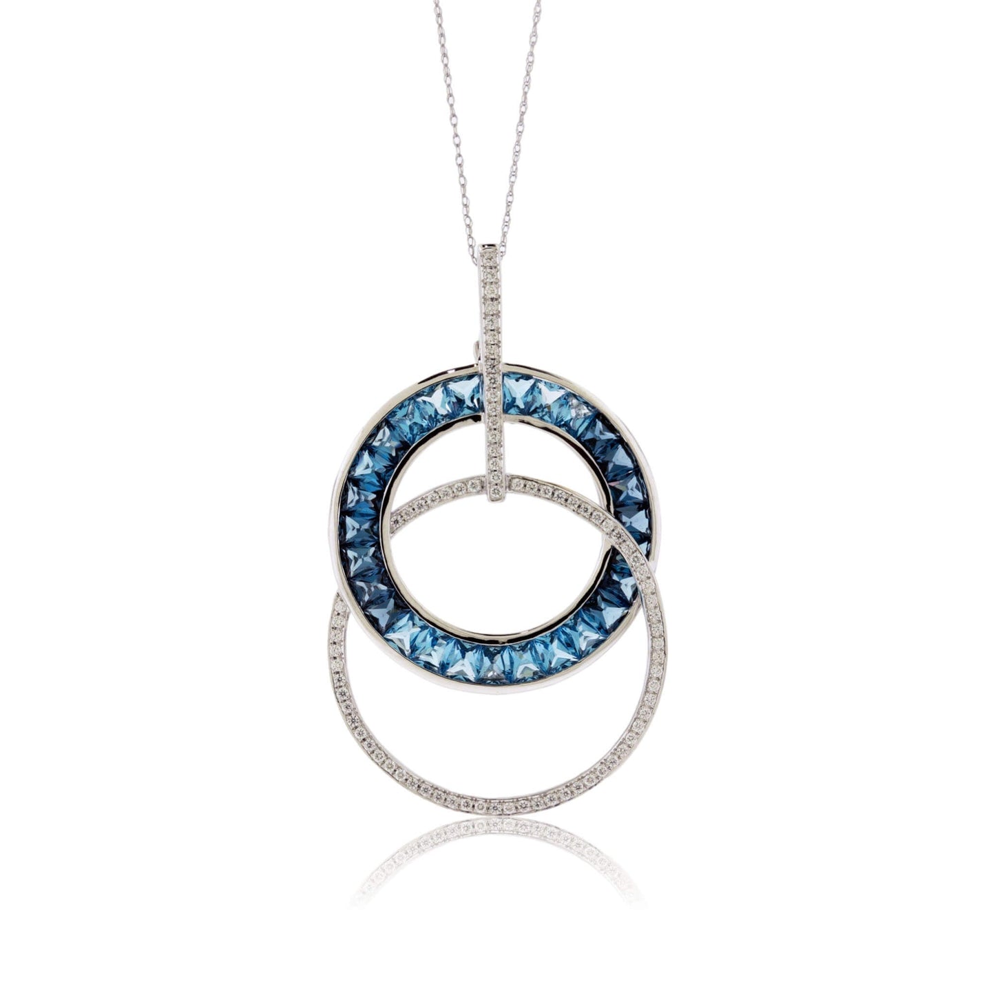 Gradient Sky Blue to London Blue Topaz & Diamond Circle Pendant - Park City Jewelers